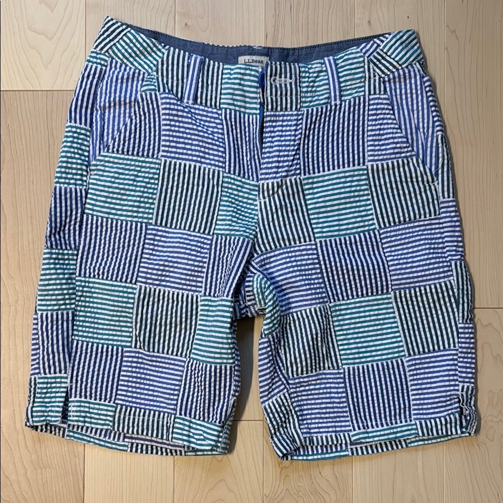 L.L. Bean Blue Patchwork Shorts